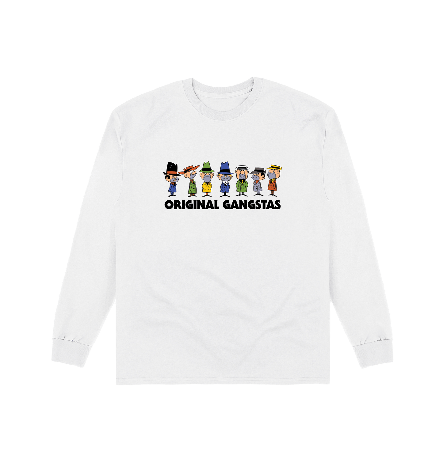 White Printed Long Sleeve T Shirt Front