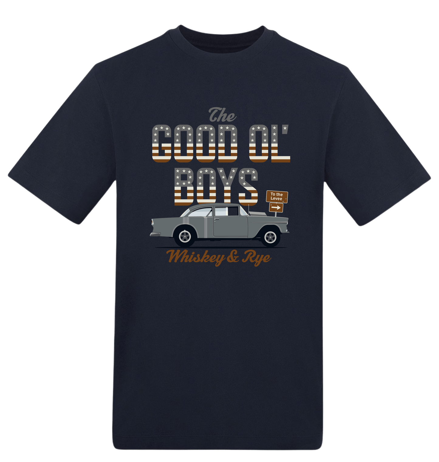 New French Navy Printed T-shirt Front