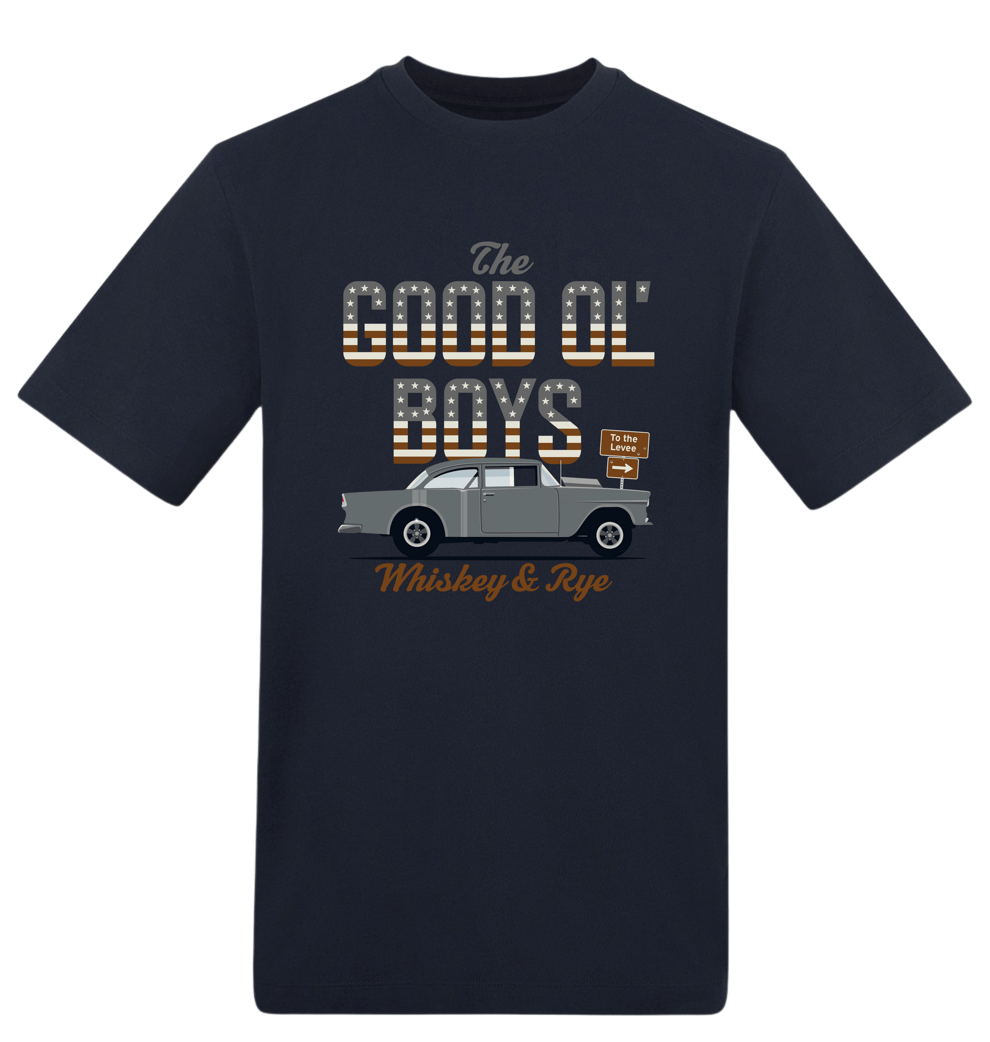 New French Navy Printed T-shirt Front