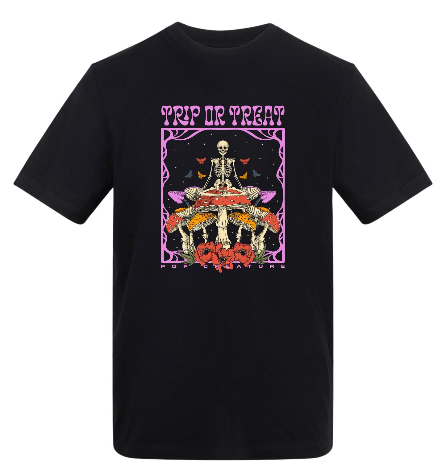 Deep Black Printed T-shirt Front