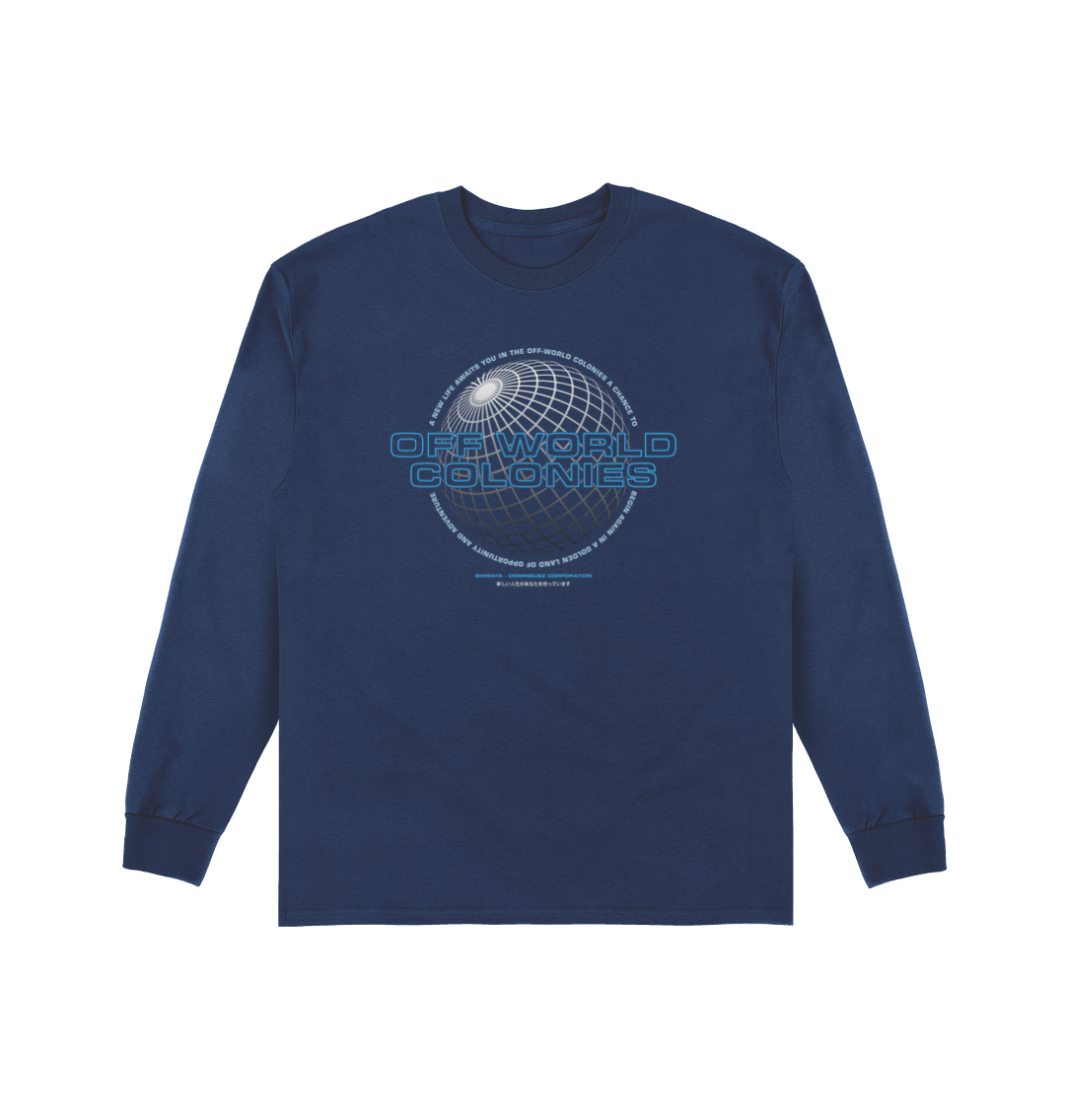 Navy Printed Long Sleeve T Shirt Front