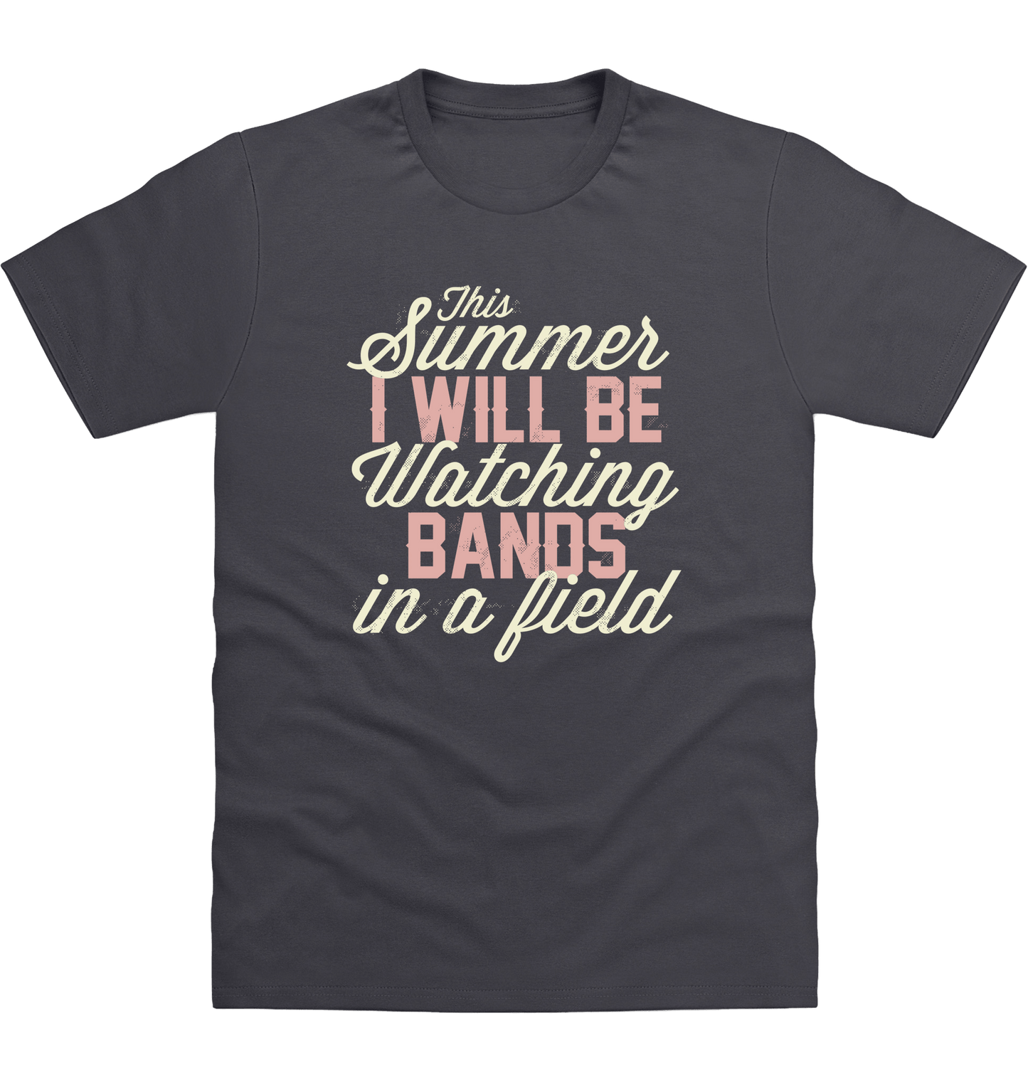 Solid Charcoal Printed T-shirt Front