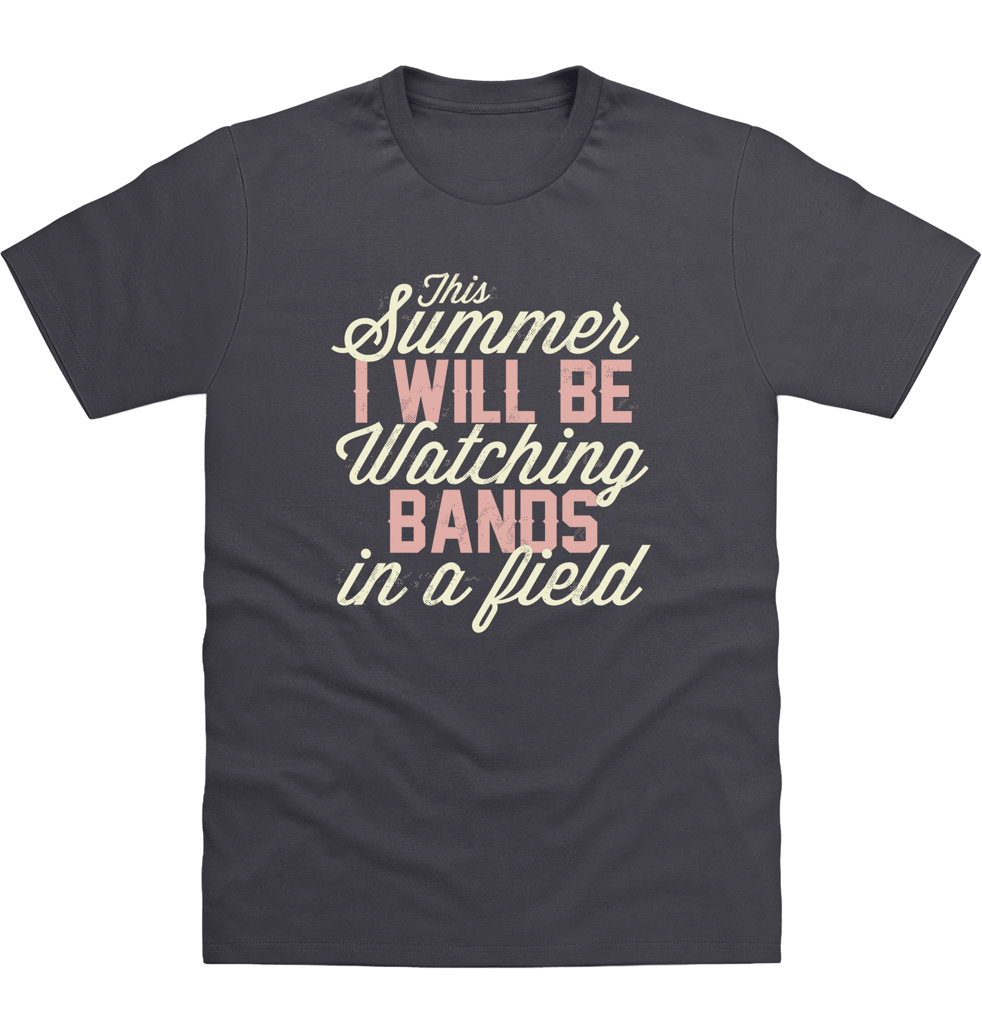 Solid Charcoal Printed T-shirt Front