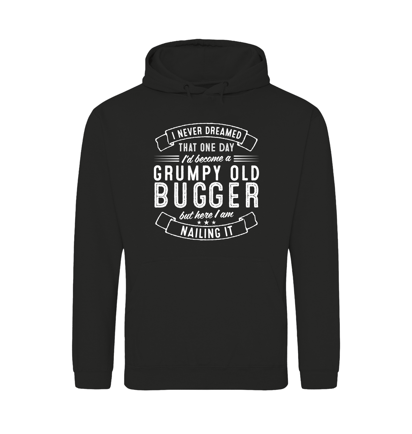 Jet Black Printed Hoody Front