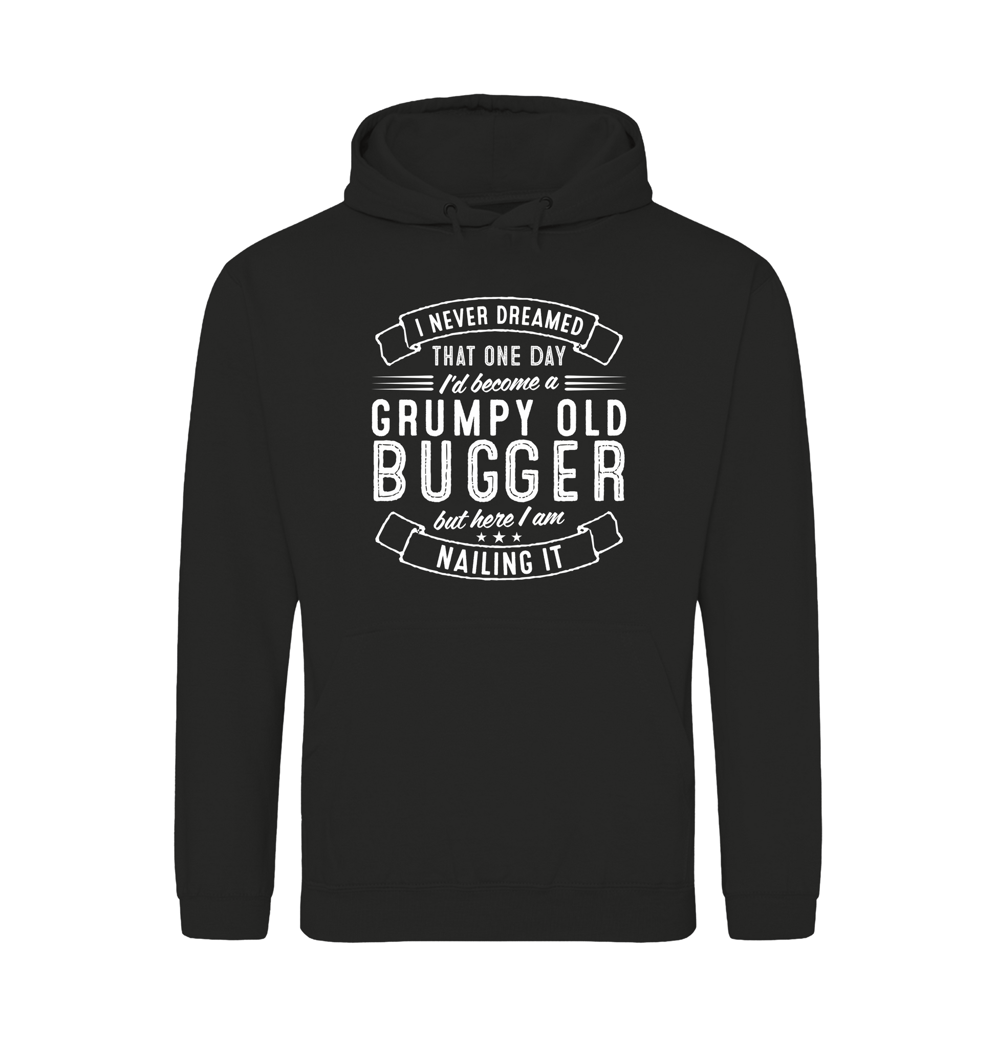 Jet Black Printed Hoody Front