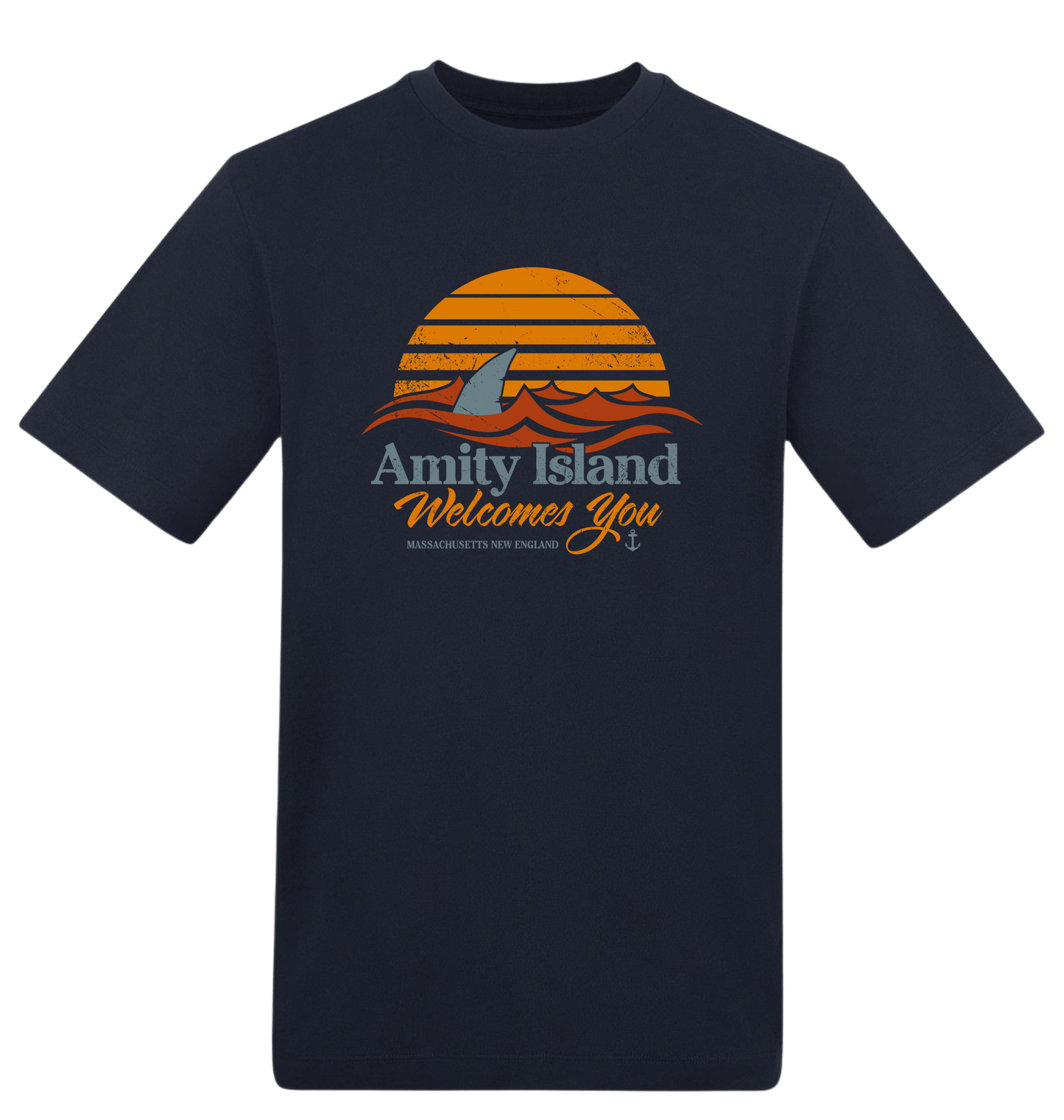 New French Navy Printed T-shirt Front