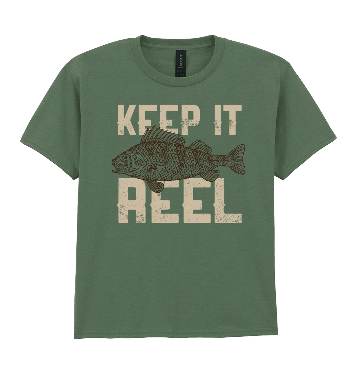 Military Green Printed Kids T-Shirt Front