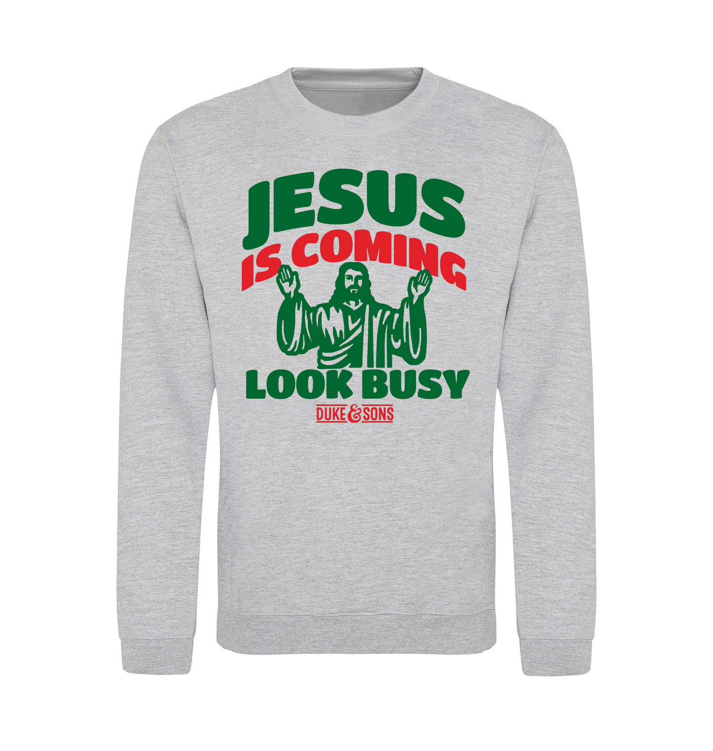 Heather Grey Printed Sweater Front