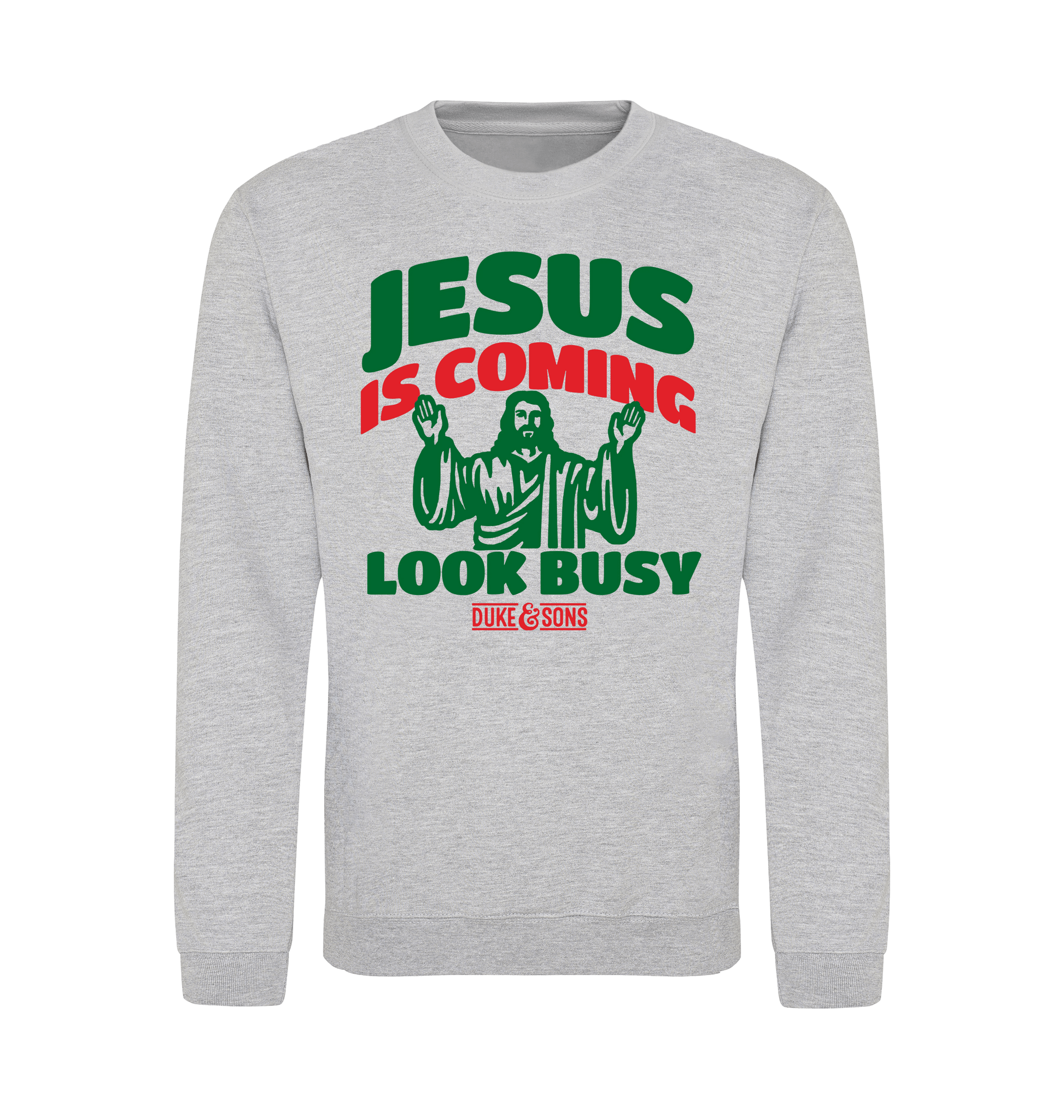 Heather Grey Printed Sweater Front