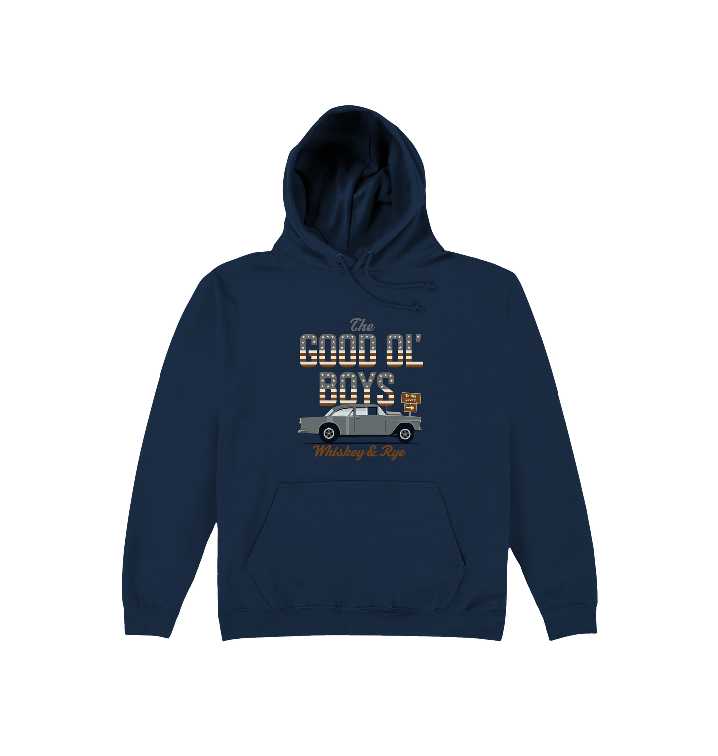 New French Navy Printed Hoody Front