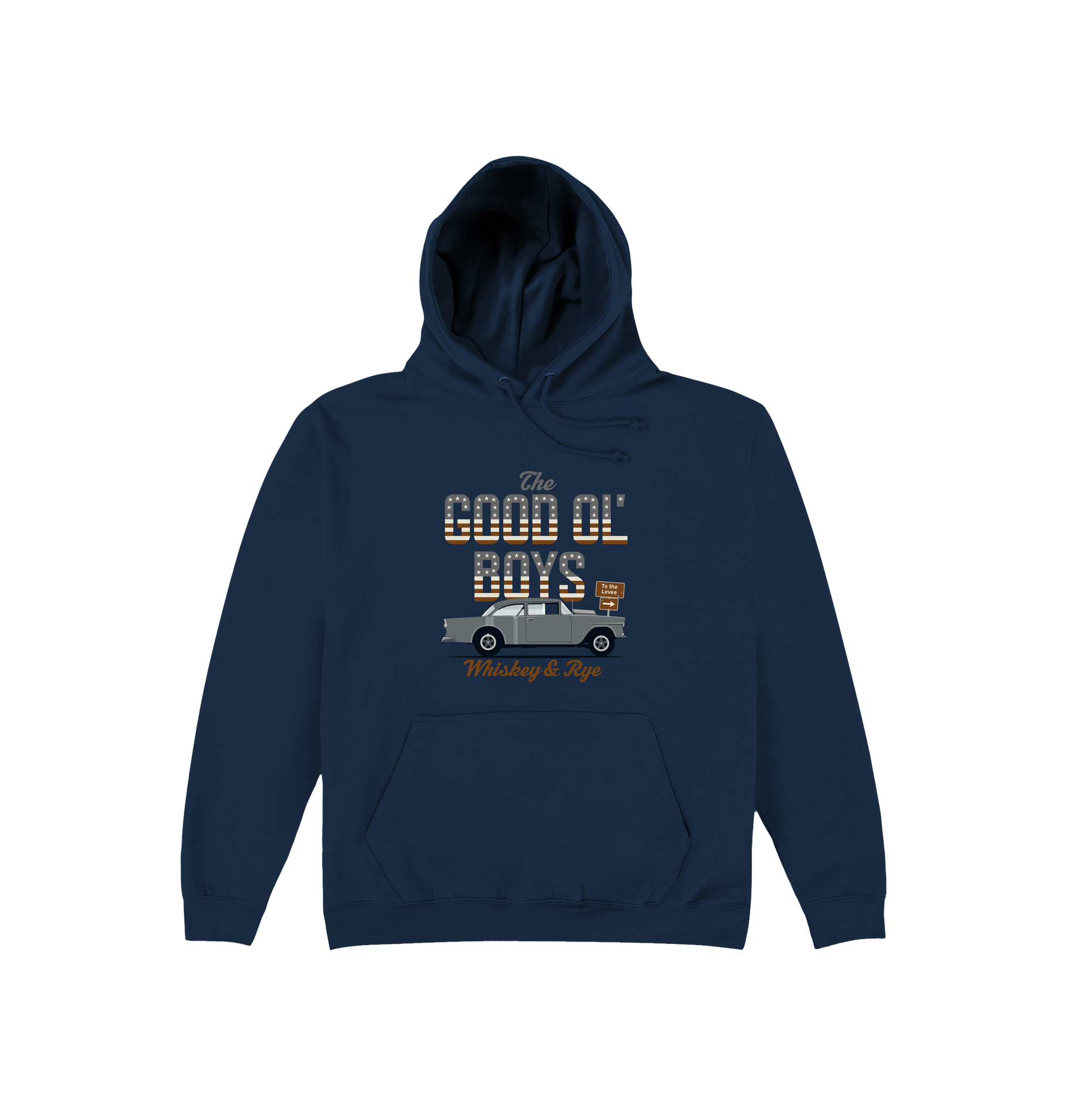 New French Navy Printed Hoody Front