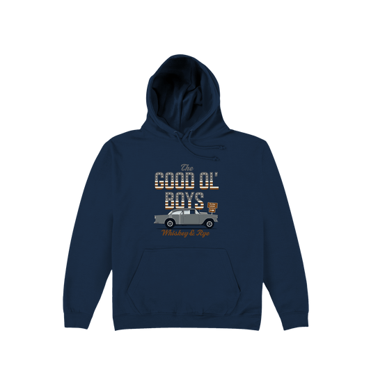New French Navy Printed Hoody Front