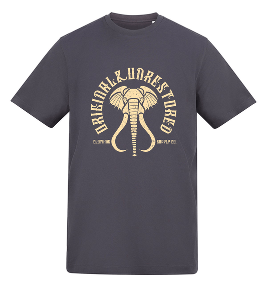 Solid Charcoal Printed T-shirt Front