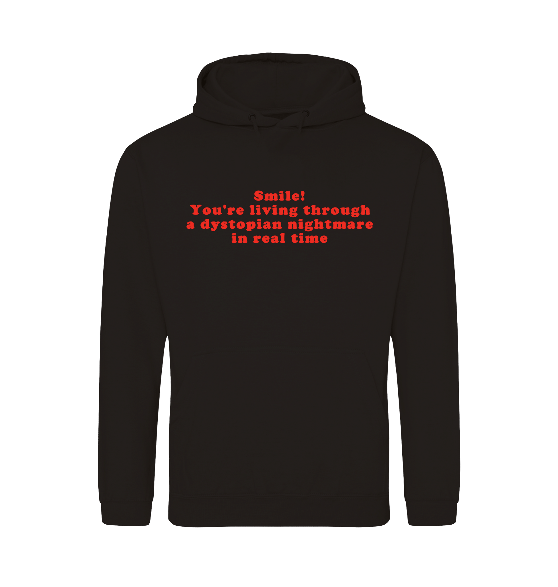 Deep Black Printed Hoody Front