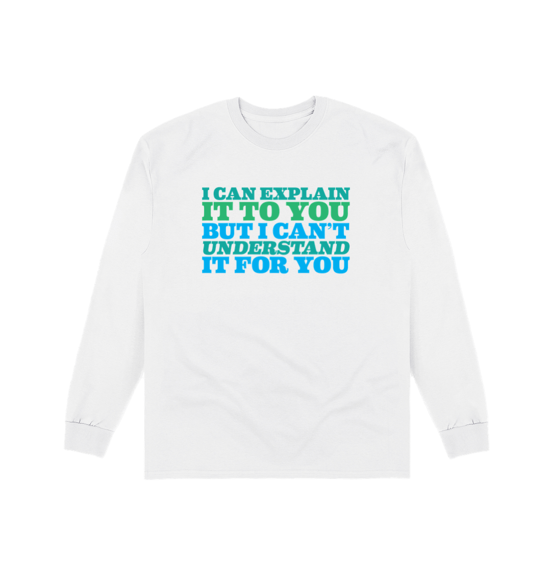 White Printed Long Sleeve T Shirt Front