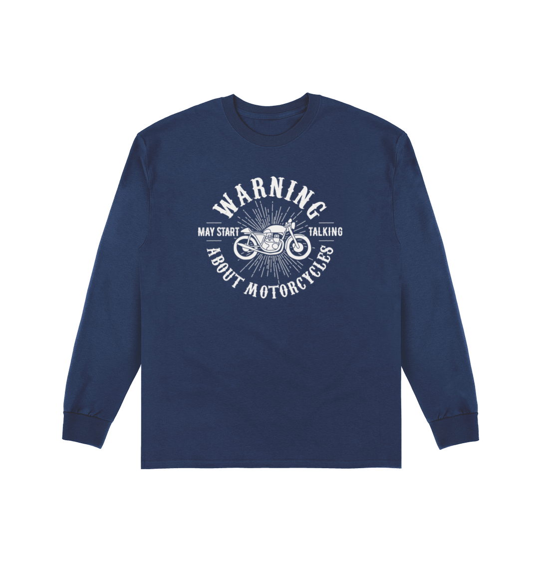 Navy Printed Long Sleeve T Shirt Front