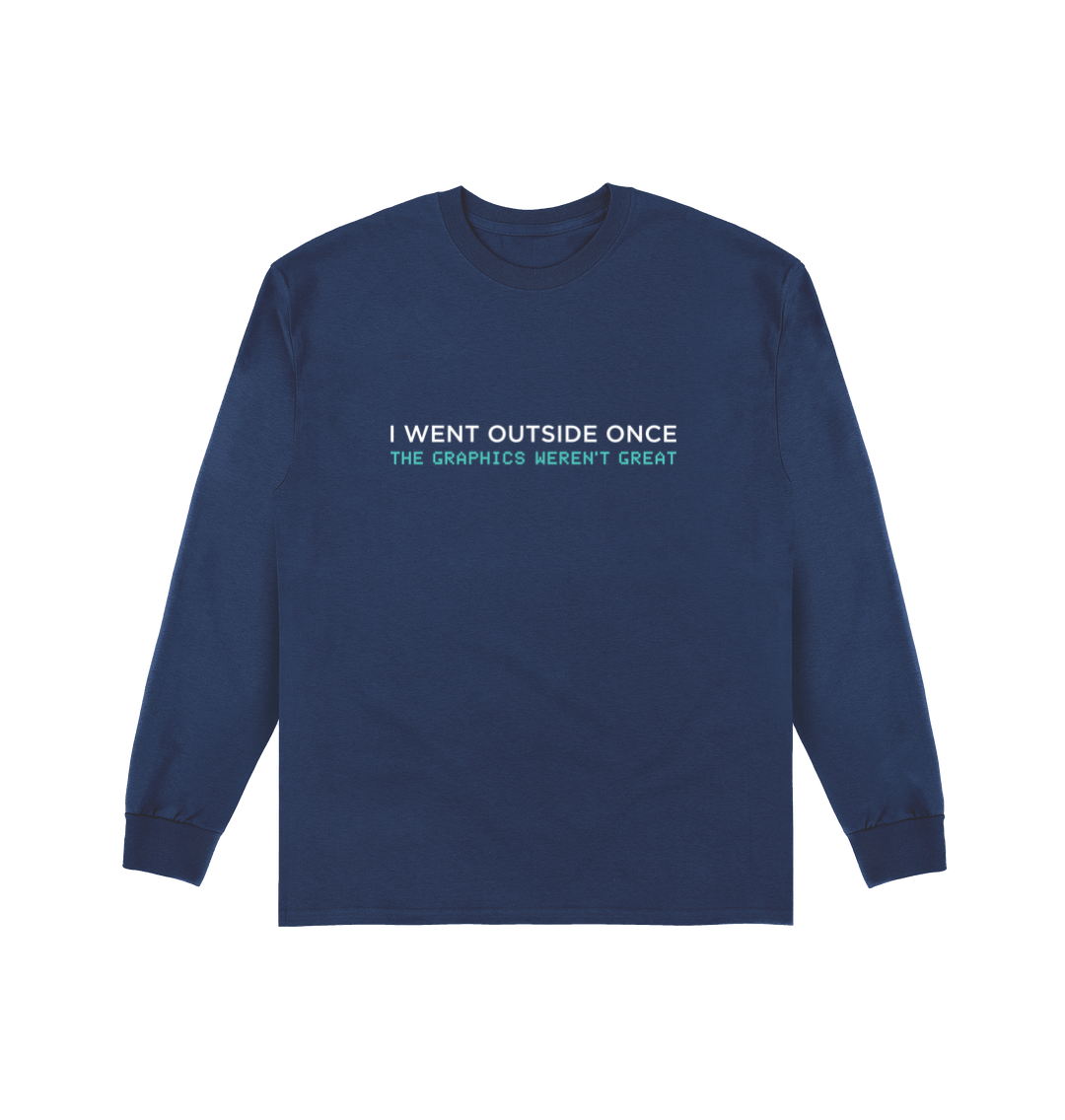 Navy Printed Long Sleeve T Shirt Front