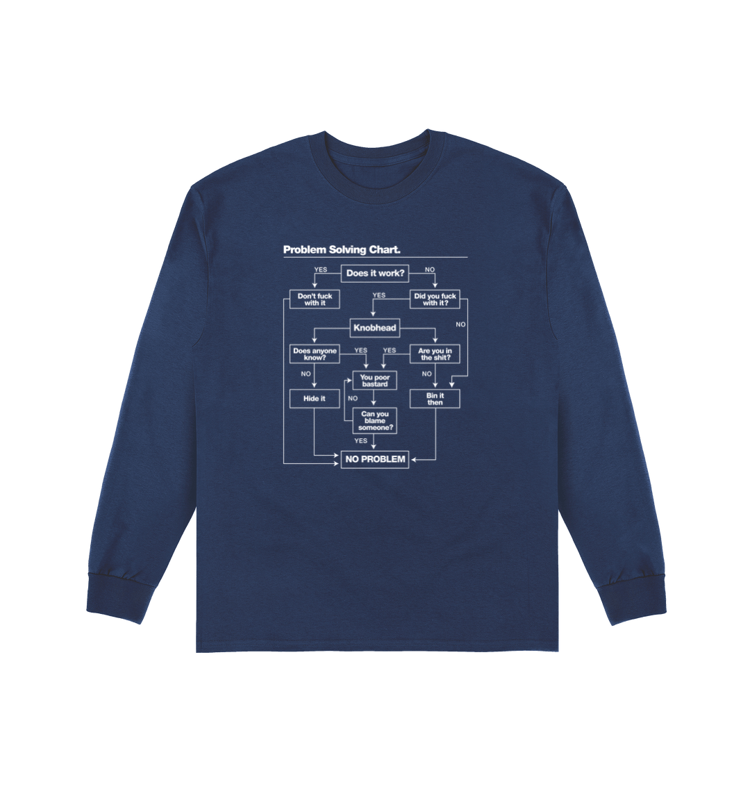 Navy Printed Long Sleeve T Shirt Front