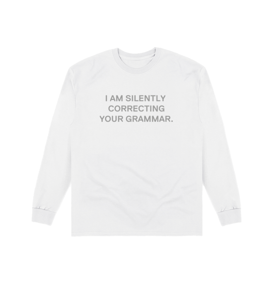 White Printed Long Sleeve T Shirt Front