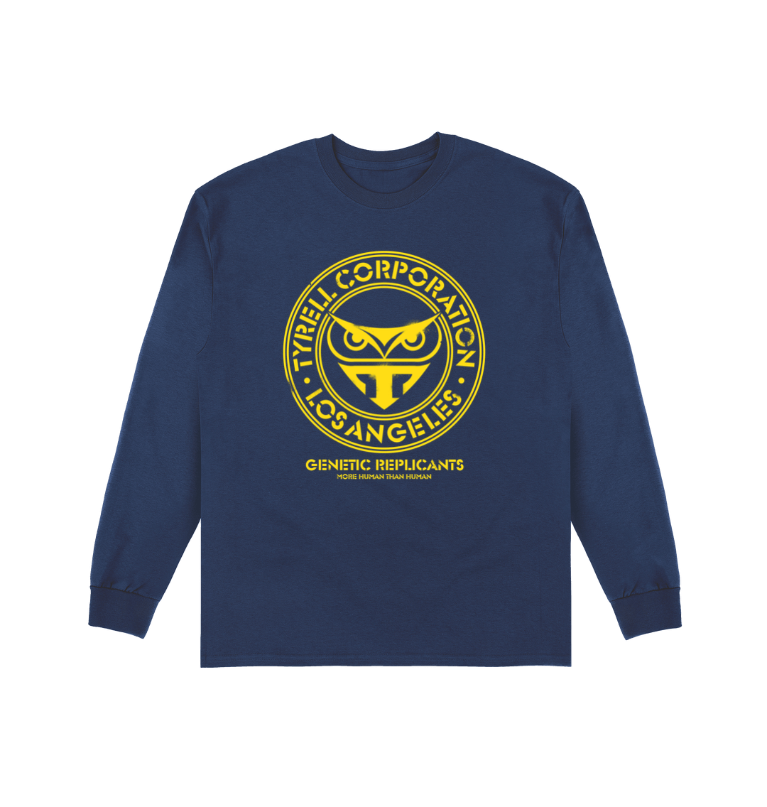 Navy Printed Long Sleeve T Shirt Front