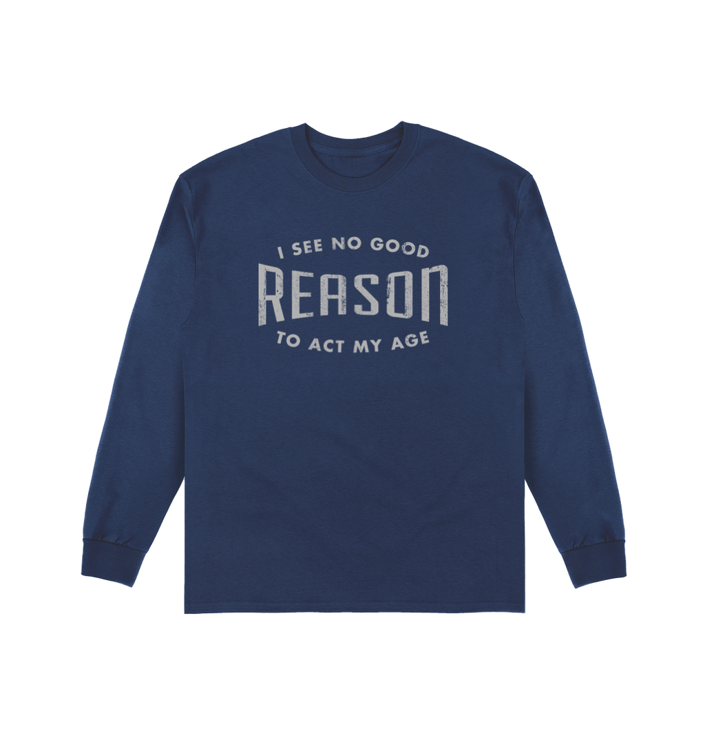 Navy Printed Long Sleeve T Shirt Front