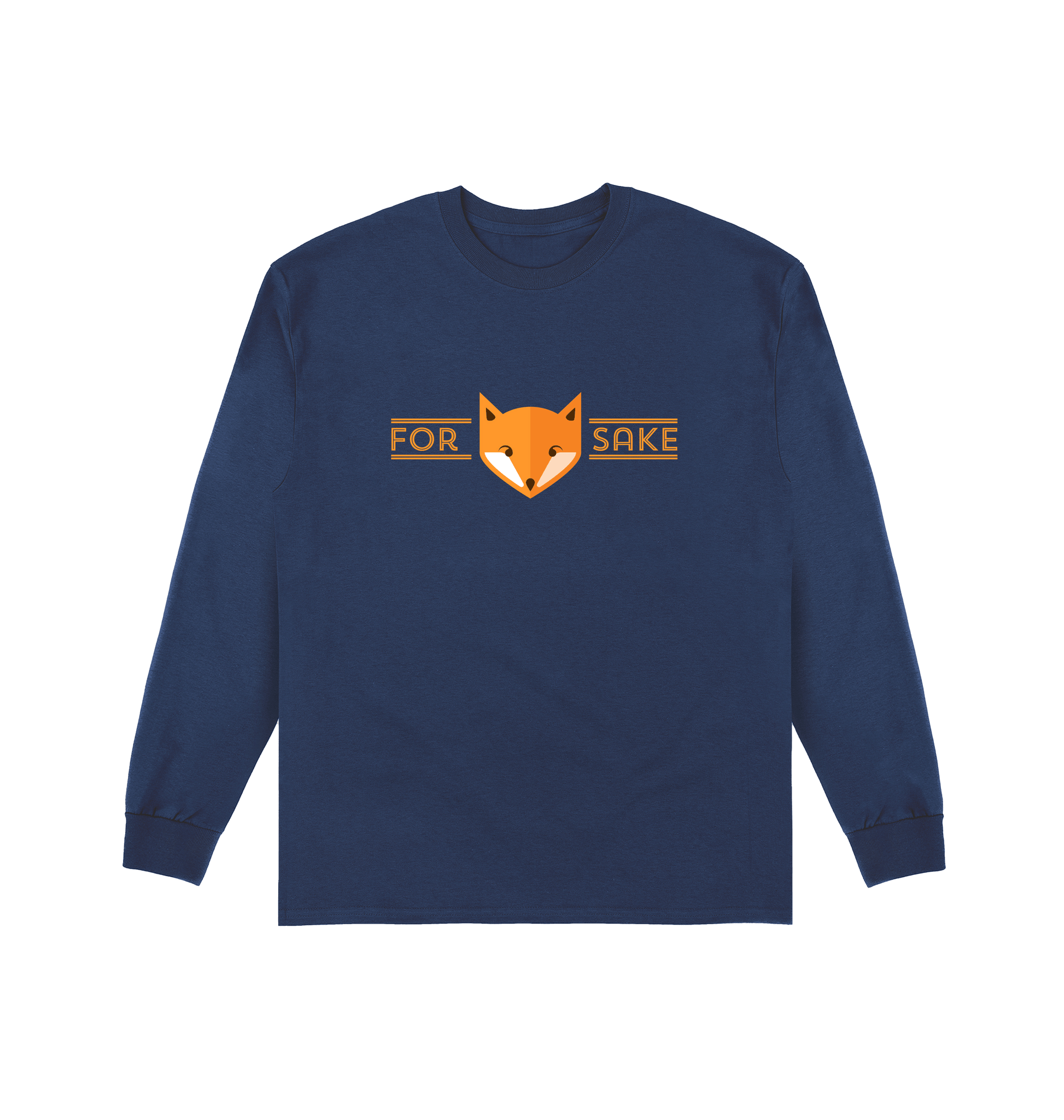 Navy Printed Long Sleeve T Shirt Front