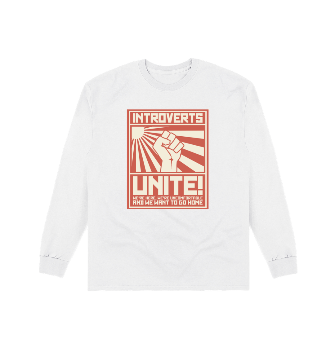 White Printed Long Sleeve T Shirt Front