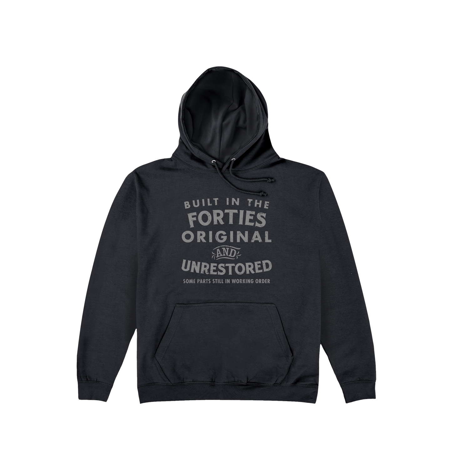 Jet Black Printed Hoody Front
