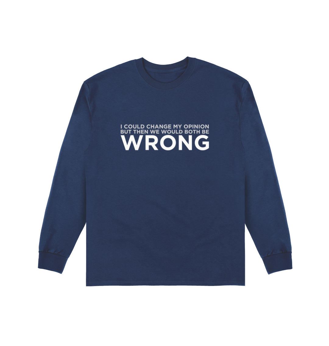 Navy Printed Long Sleeve T Shirt Front