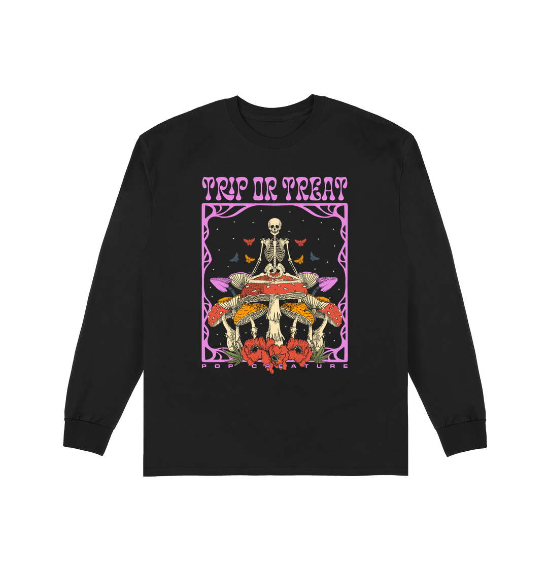 Black Printed Long Sleeve T Shirt Front