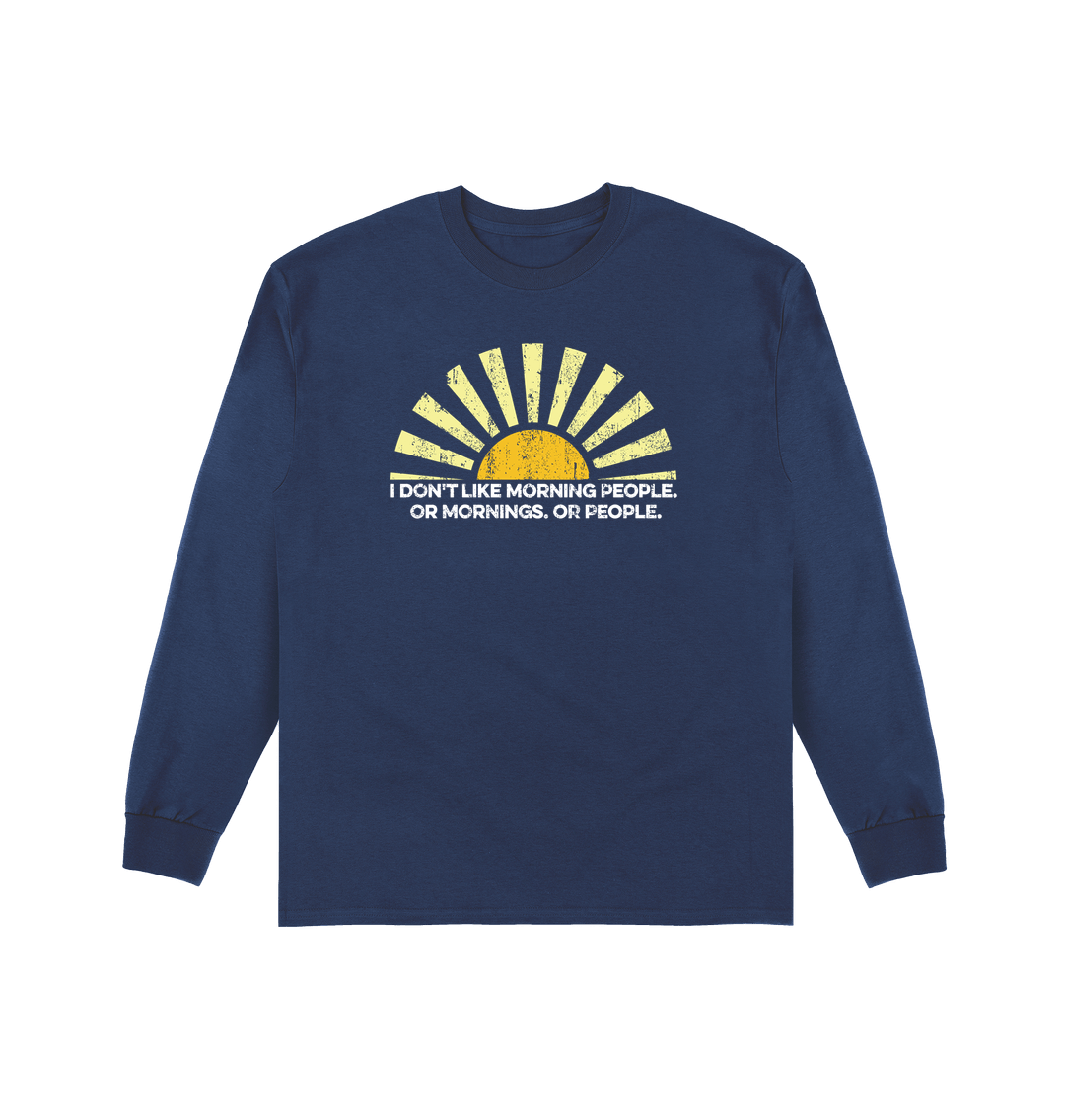 Navy Printed Long Sleeve T Shirt Front