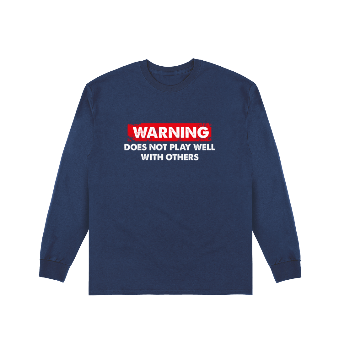 Navy Printed Long Sleeve T Shirt Front