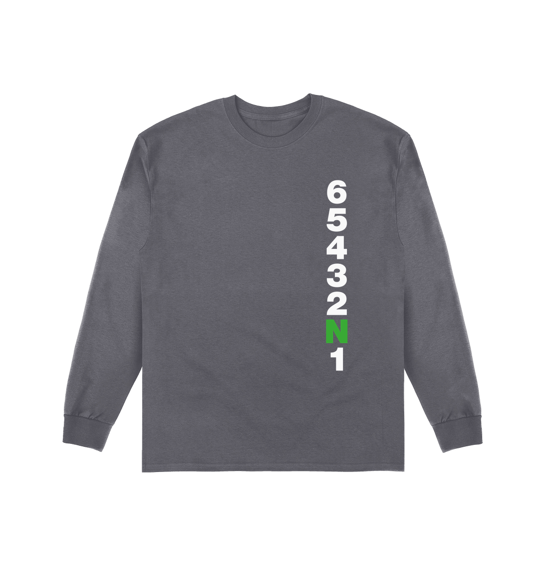 Charcoal Printed Long Sleeve T Shirt Front